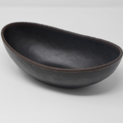Insalatiera Melamina Nera Ovale bordo Marrone cm 16X10